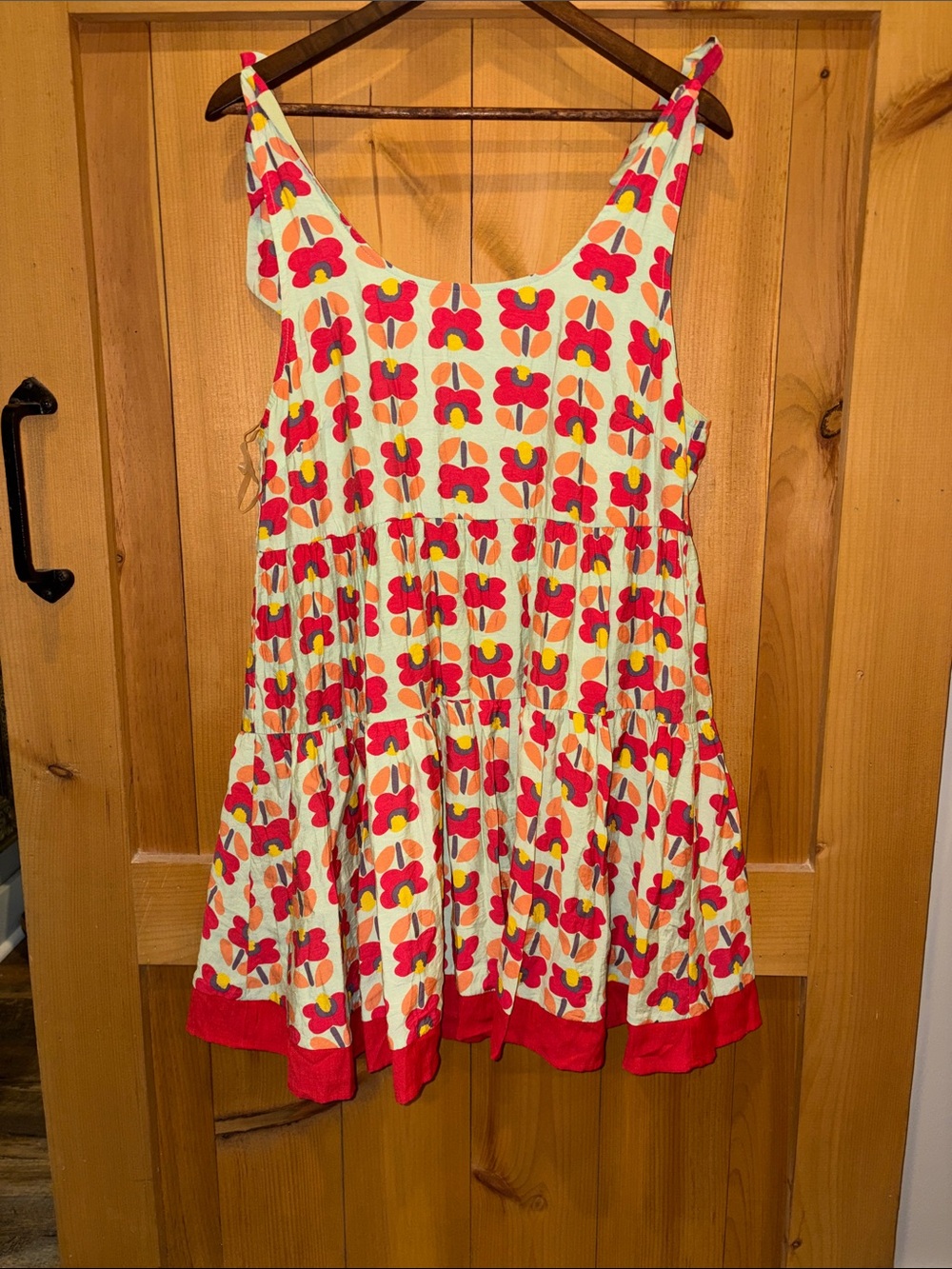 JODIFL Cream Sundress with Red and Pink Floral Print